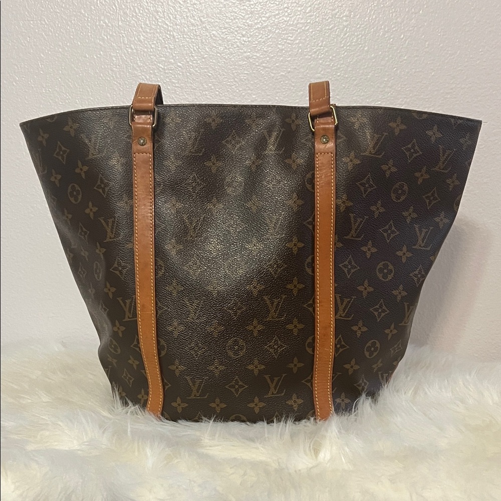 Louis Vuitton Monogram Large Sac Shopping Tote With Leather Interior